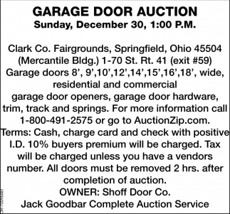 Garage Door Auction, Jack Goodbar Complete Auction Service